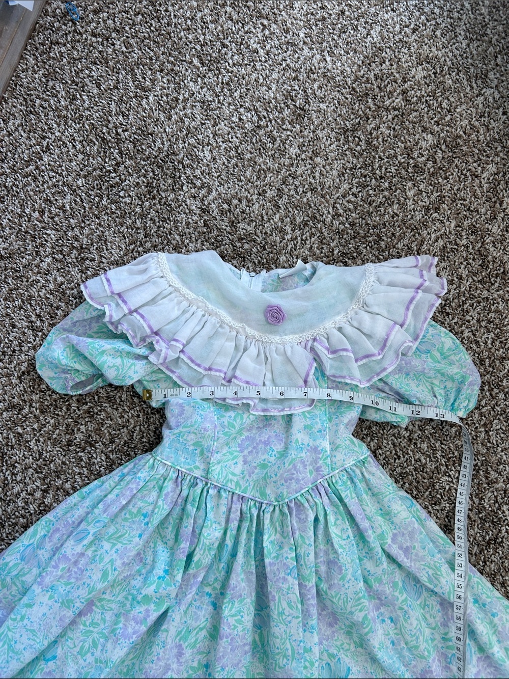 Vintage 80s Ruth of Carolina Pastel Floral Dress with Ruffled Collar - Picture 13 of 13